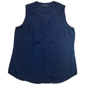 Banana Republic Women's Navy Blue Sleeveless V Neck Sheath Blouse Top Size L